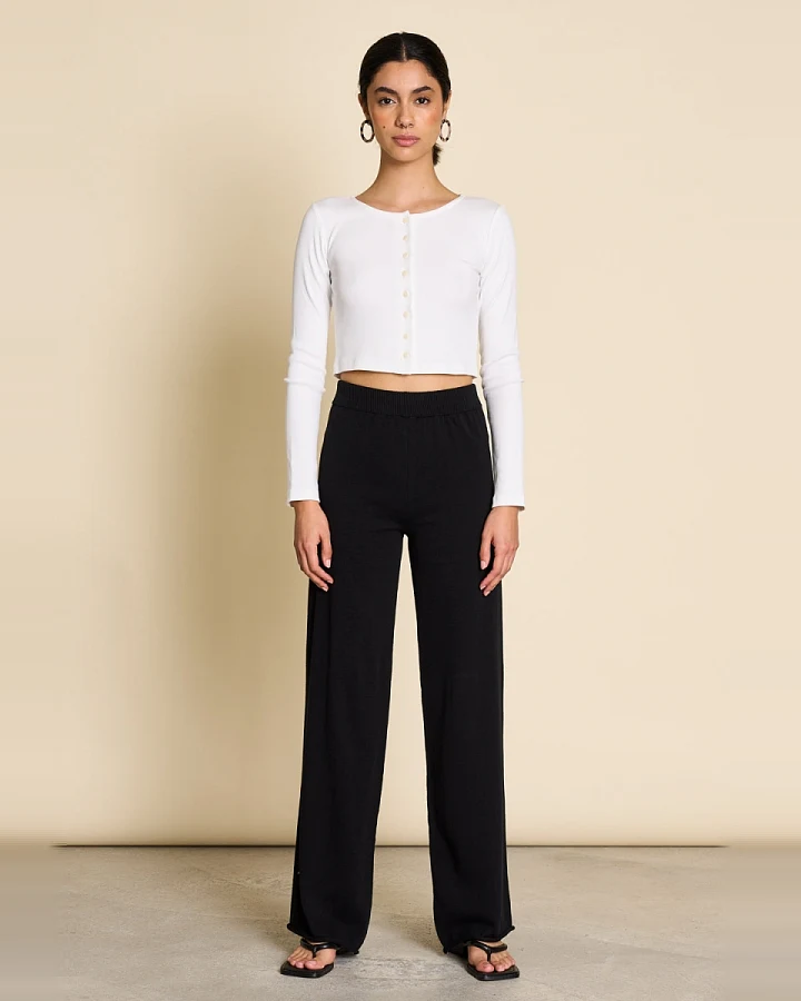 JAN 'N JUNE Damen vegan Strickhosen Ana Schwarz