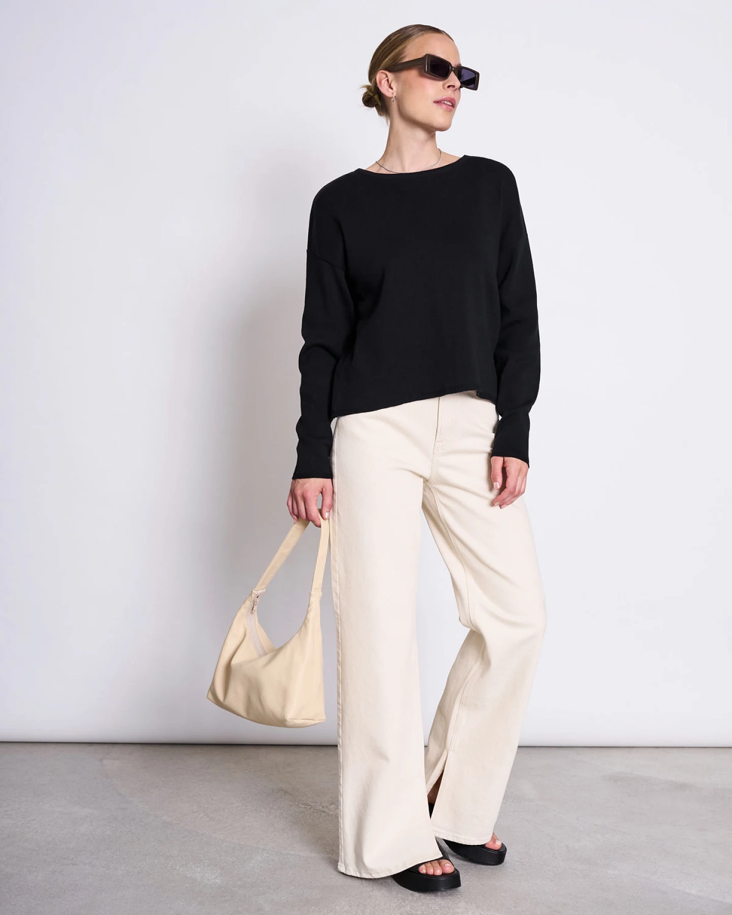 JAN 'N JUNE Damen vegan Leichter Strickpullover Williamsburg Schwarz – Ansicht 2