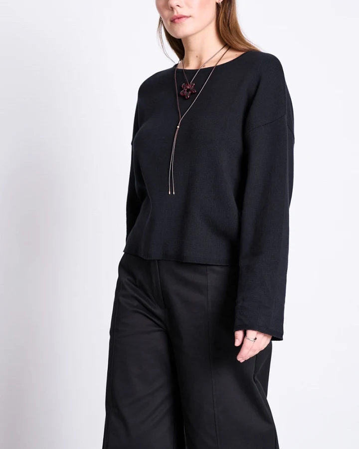 JAN 'N JUNE Damen vegan Leichter Strickpullover Williamsburg Schwarz