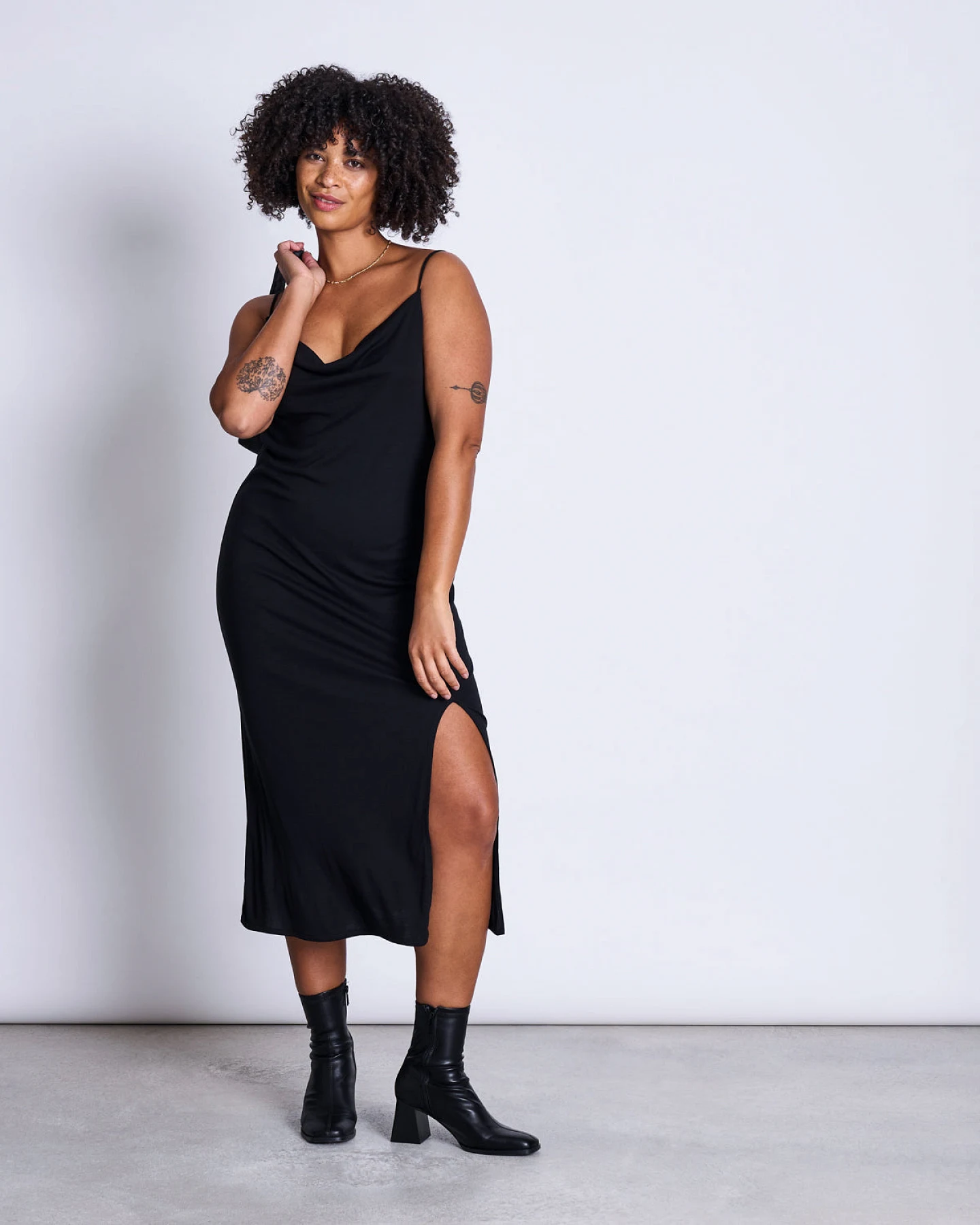 JAN 'N JUNE Damen vegan Midikleid Helen Schwarz – Ansicht 2