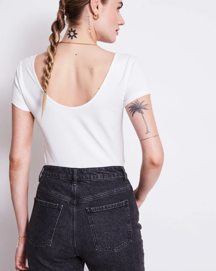 JAN 'N JUNE Damen vegan Ballerina T-Shirt Aloe Weiß