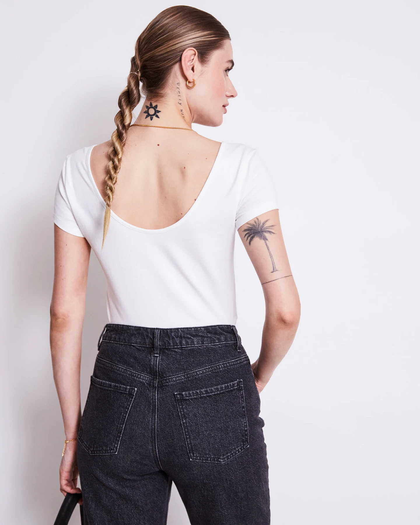 JAN 'N JUNE Damen vegan Ballerina T-Shirt Aloe Weiß – Ansicht 2