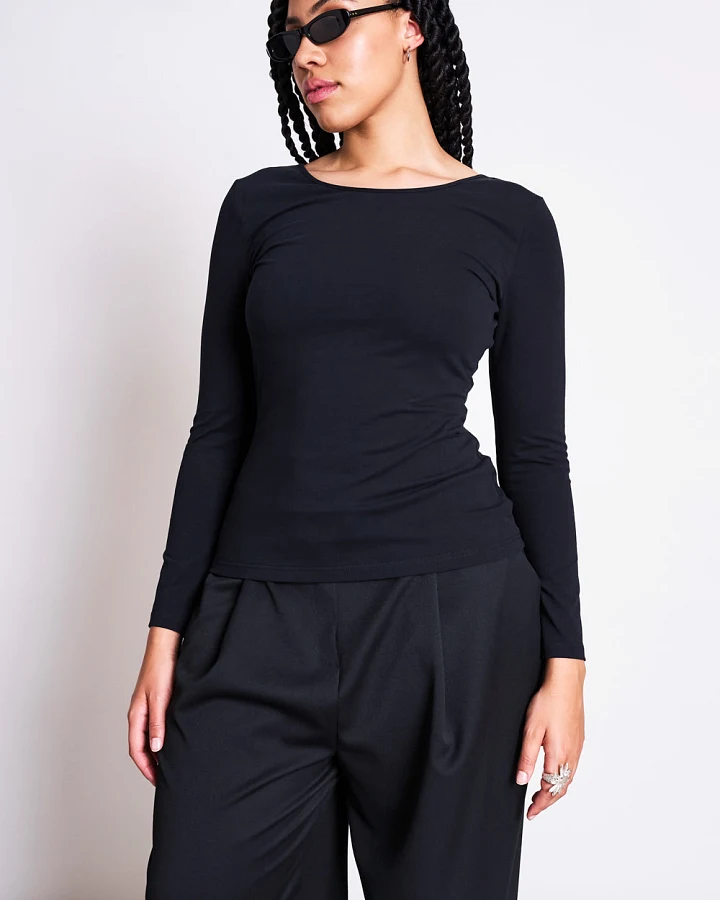 JAN 'N JUNE Damen vegan T-Shirt Longsleeve Leon Soft Schwarz