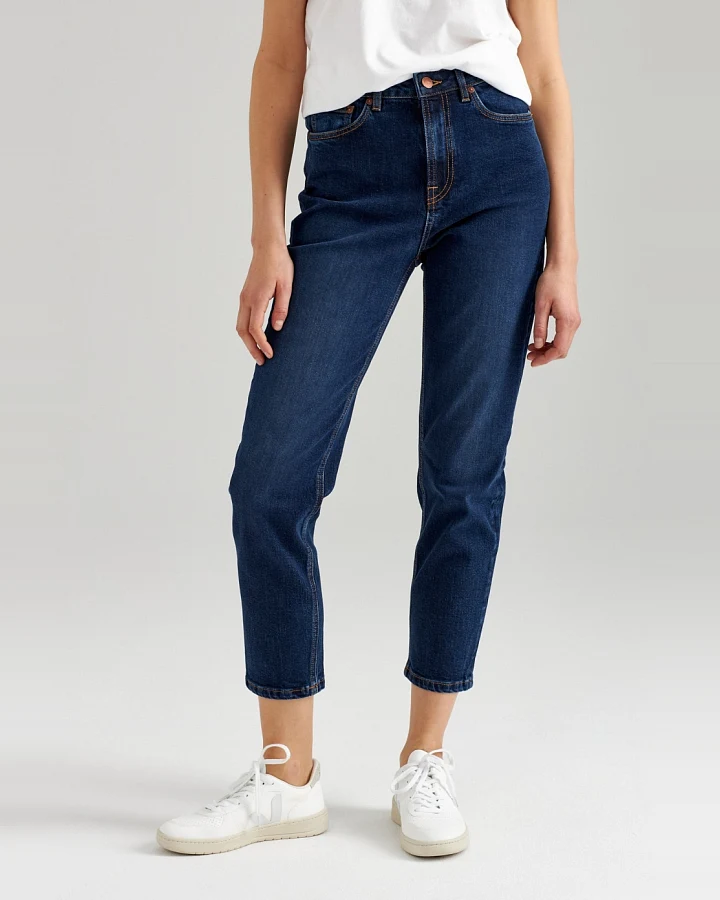 ThokkThokk Damen vegan Mom Cropped Jeans Indigoblau