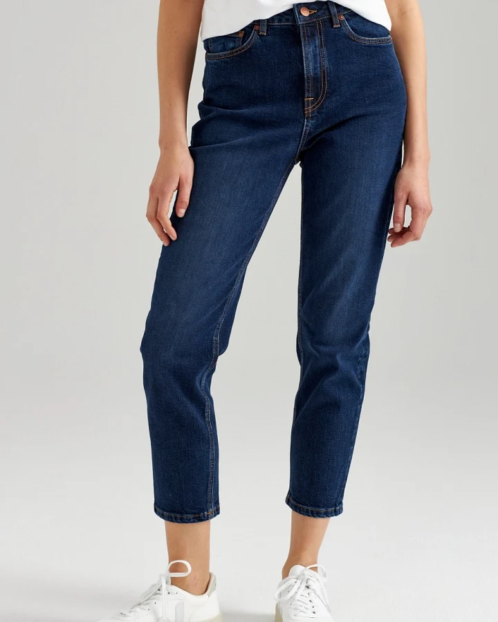 ThokkThokk Damen vegan Mom Cropped Jeans Indigoblau