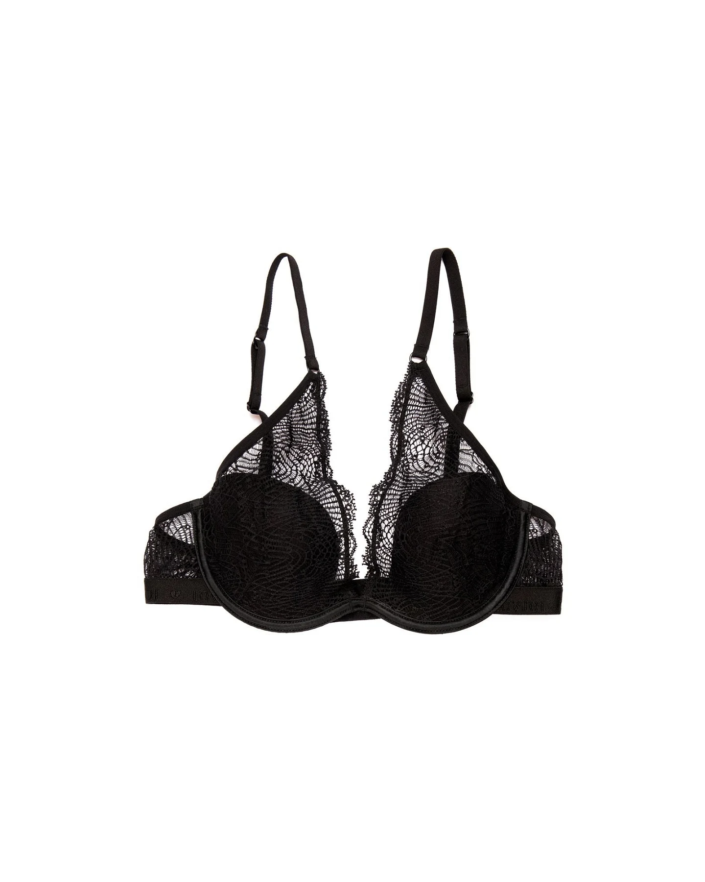 LOVJOI Damen vegan Bh Silber Spitze Wein Schwarz – Ansicht 2