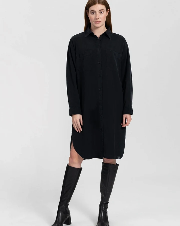 Kuyichi Damen vegan Sadie Kleid Tiefschwarz