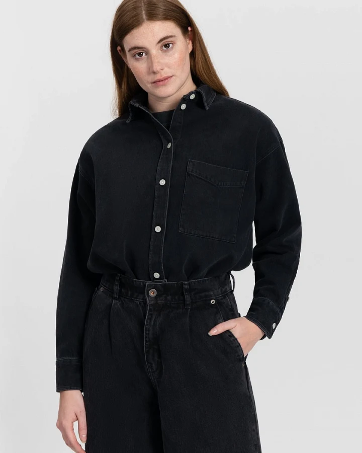 Kuyichi Damen vegan Denim Shirt Selina Schwarz