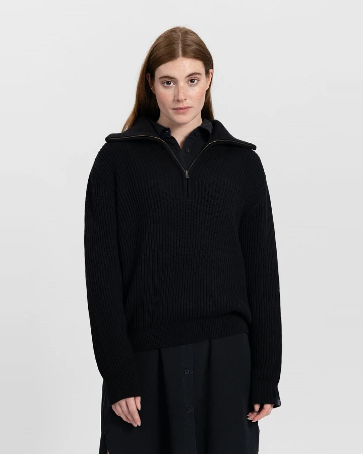 Kuyichi Damen vegan Strickpullover Kayla Tiefschwarz