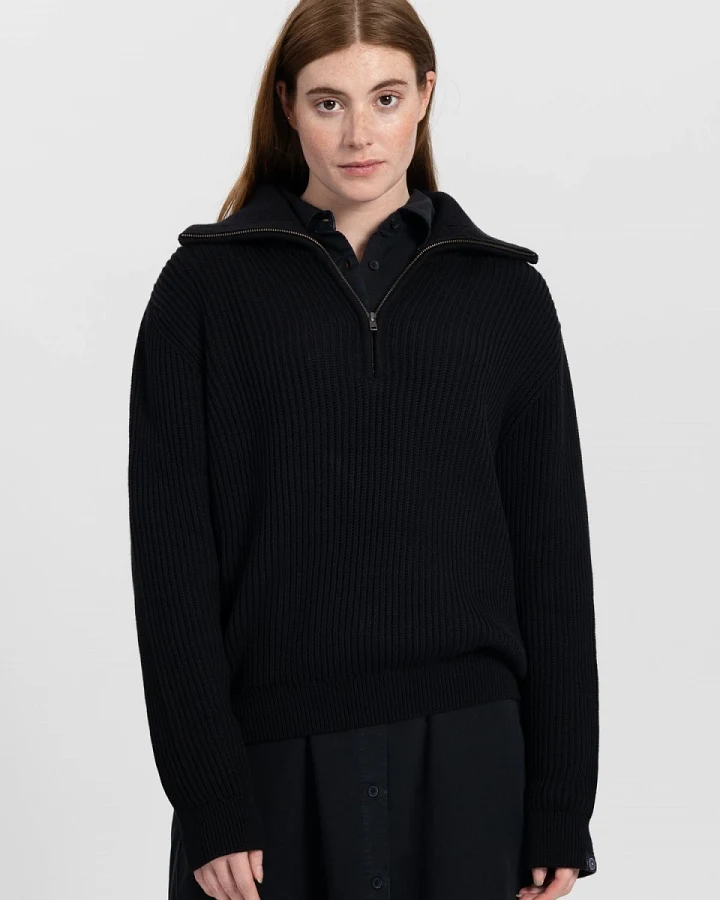 Kuyichi Damen vegan Strickpullover Kayla Tiefschwarz