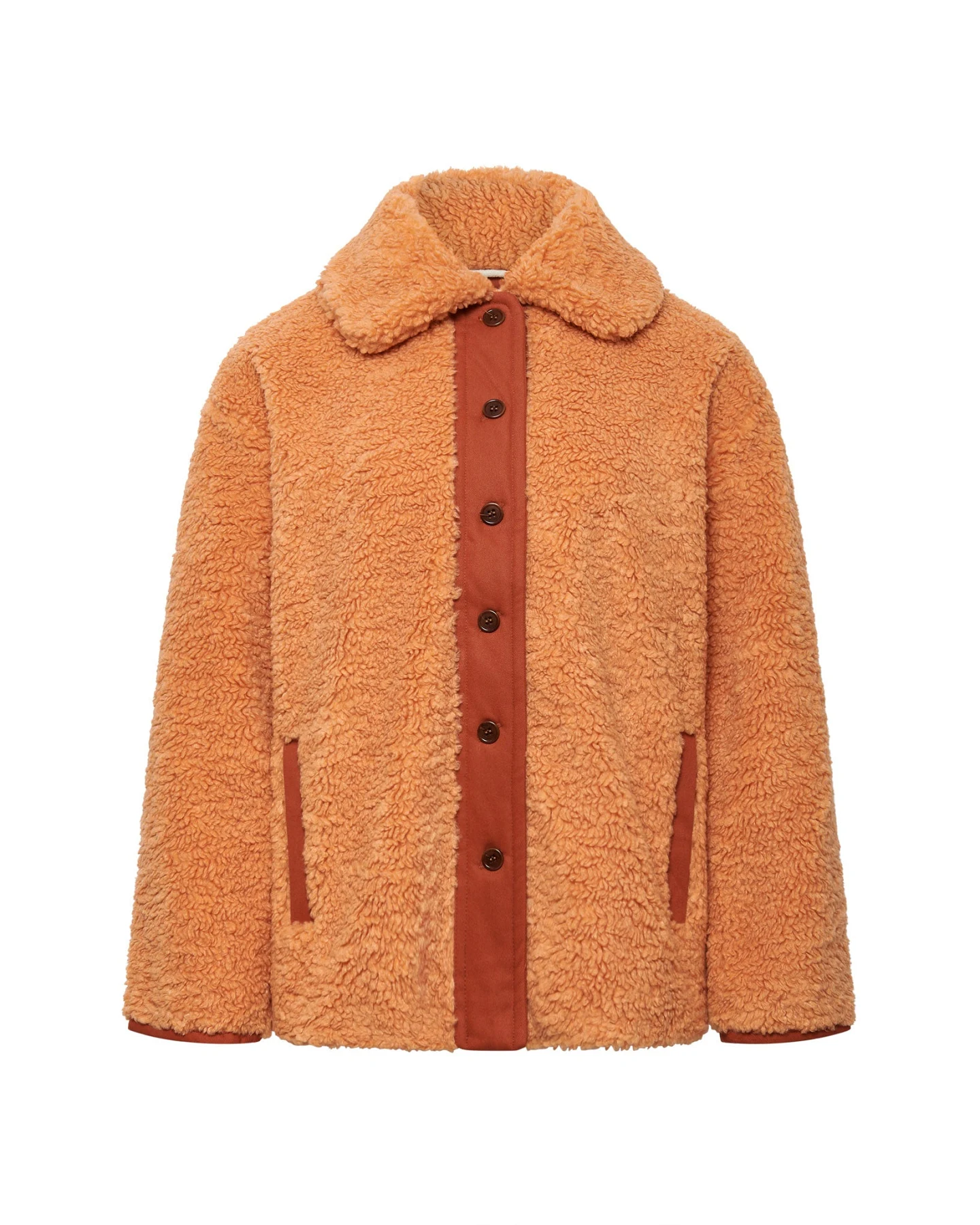 KOMODO Damen vegan Mantel Lexi Recycled Pet Fleece Soft Orange – Ansicht 2