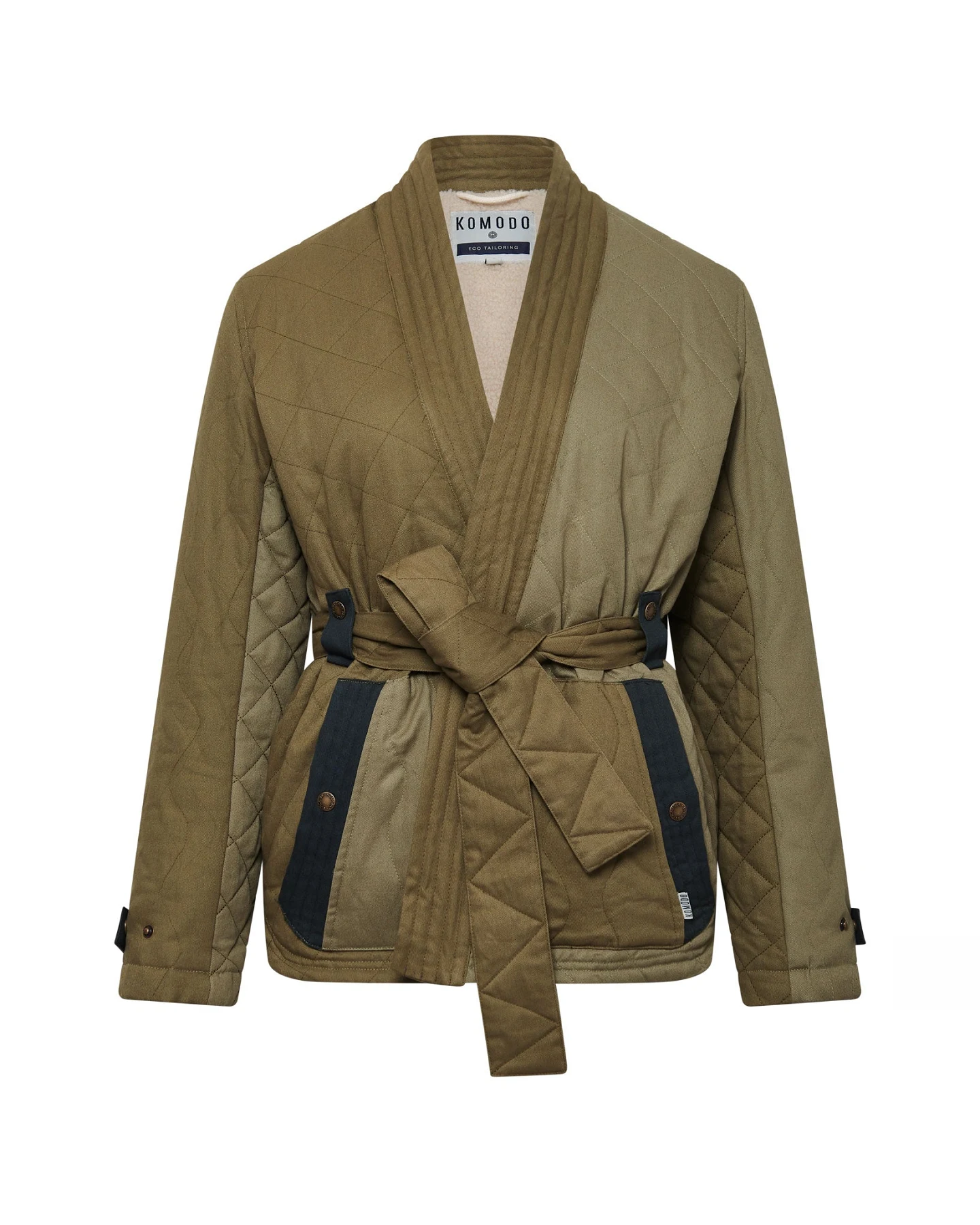 KOMODO Damen vegan Jacke Zuri Biologisch Baumwolle Patchwork Grün – Ansicht 2