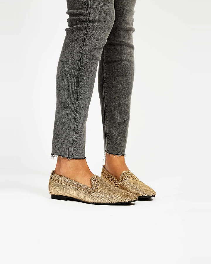 Momoc Damen vegan Loafer Ny Metallic Gold
