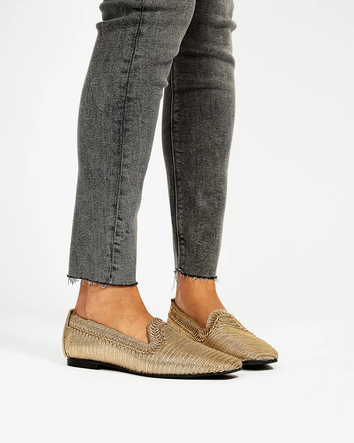 Momoc Damen vegan Loafer Ny Metallic Gold