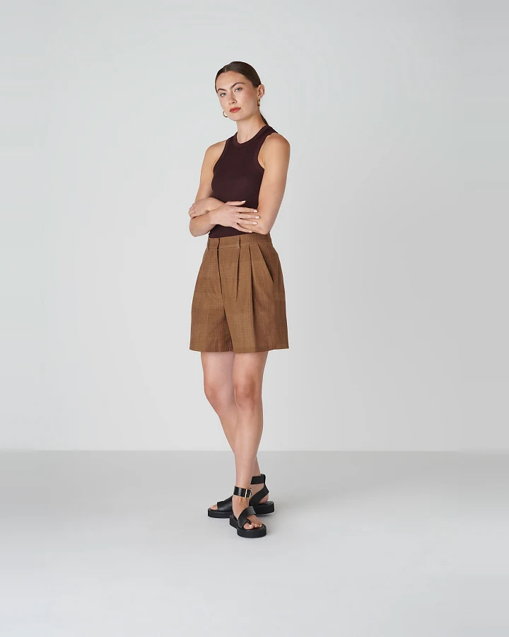 Floria Collective Damen vegan Shorts Bièl Cappuccino Braun
