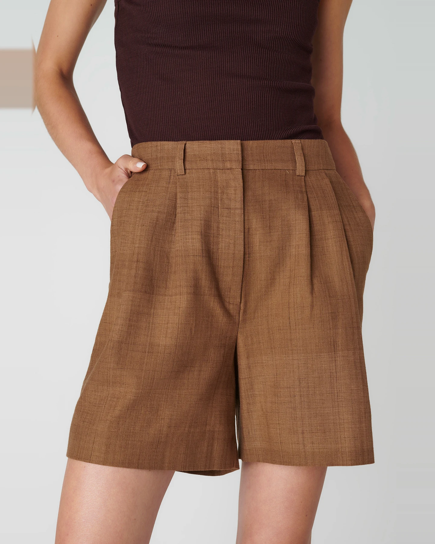 Floria Collective Damen vegan Shorts Bièl Cappuccino Braun – Ansicht 2