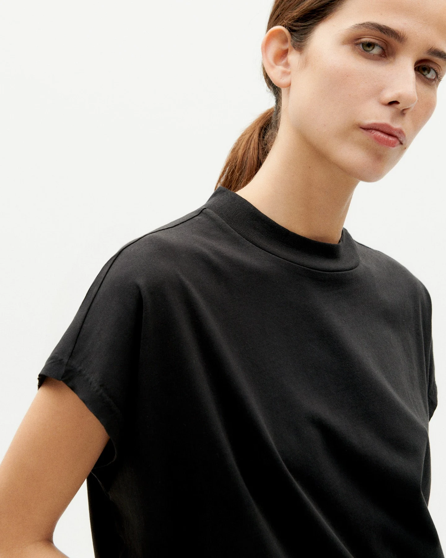 Thinking MU Damen vegan Basic T-Shirt Volta Schwarz – Ansicht 2