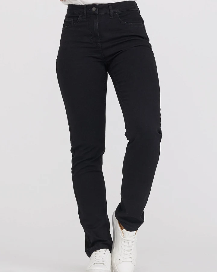 LAURIE Damen vegan Jeans Charlotte Regular Medium Length Ecolabel Washed Black Denim