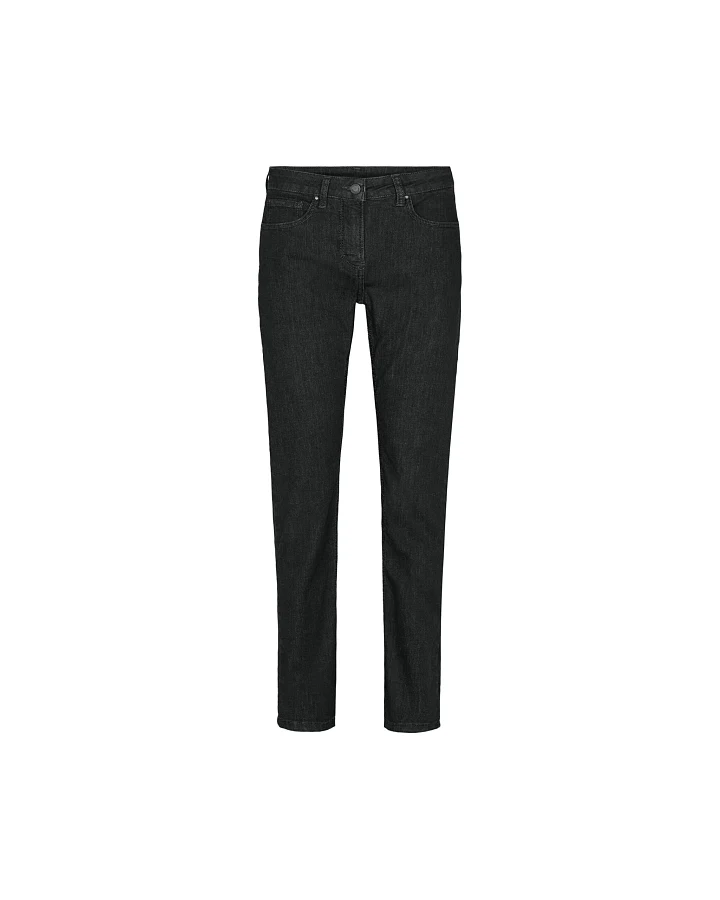 LAURIE Damen vegan Jeans Laura Slim Medium Length Ecolabel Washed Black Denim