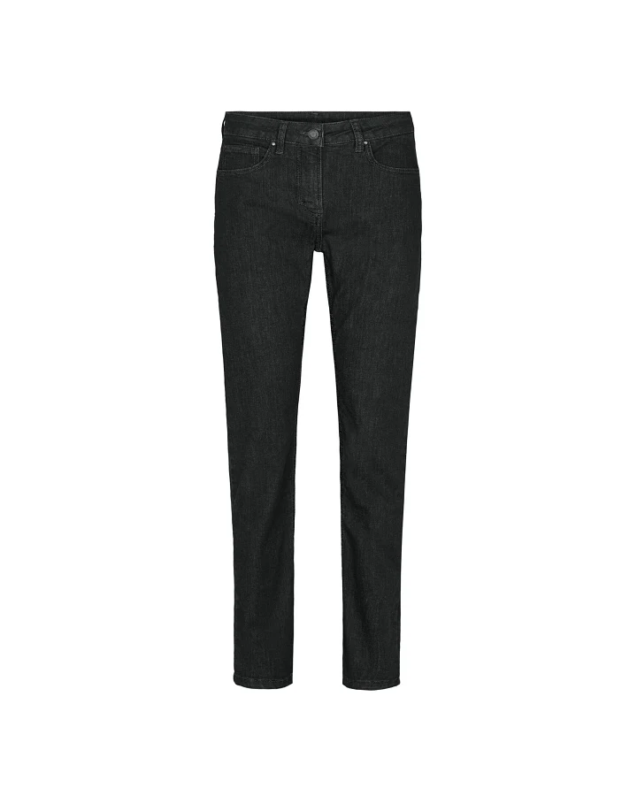 LAURIE Damen vegan Jeans Laura Slim Medium Length Ecolabel Washed Black Denim