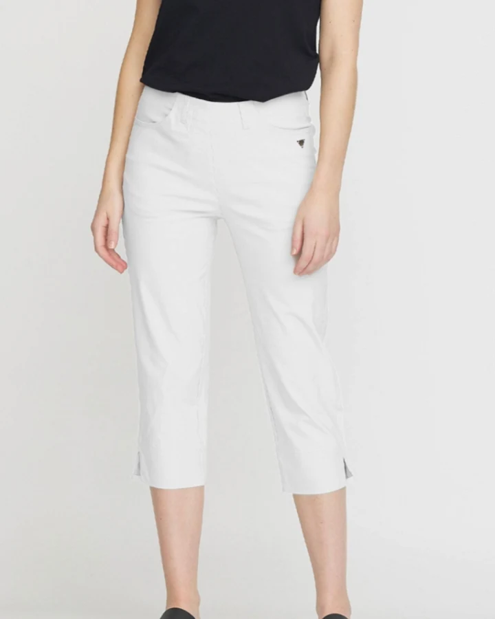 LAURIE Damen vegan Hose Anabelle Regular Capri Medium Length Weiß