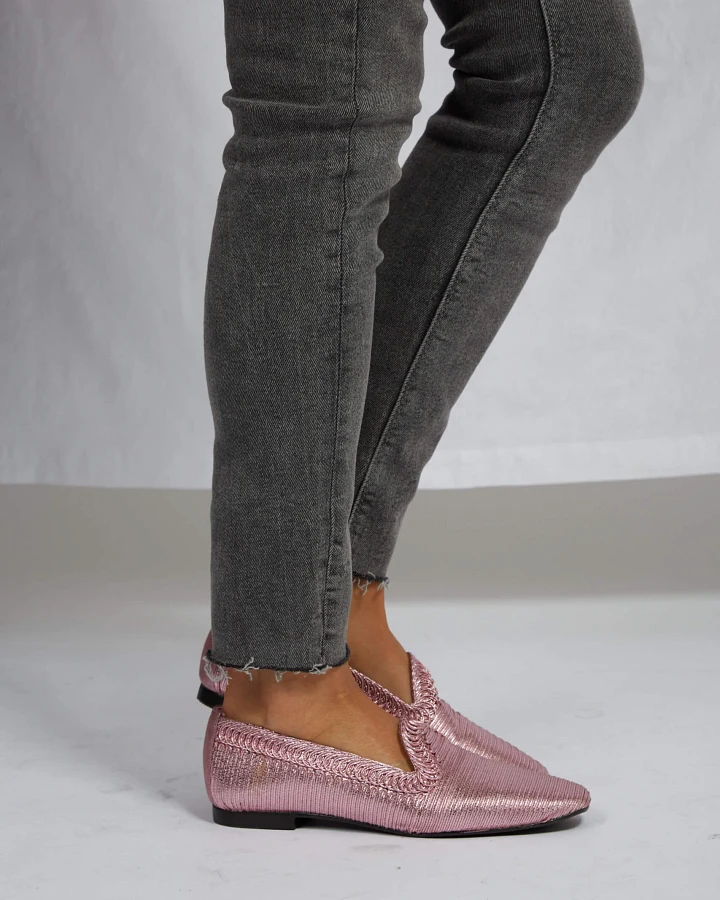 Momoc Damen vegan Loafer Ny Rosa Metallic