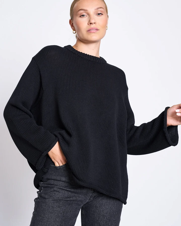 JAN 'N JUNE Damen vegan Pullover Sona Schwarz