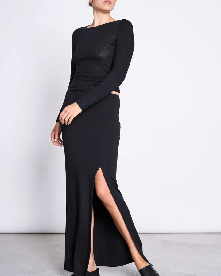 JAN 'N JUNE Damen vegan Maxirock Lusta Schwarz