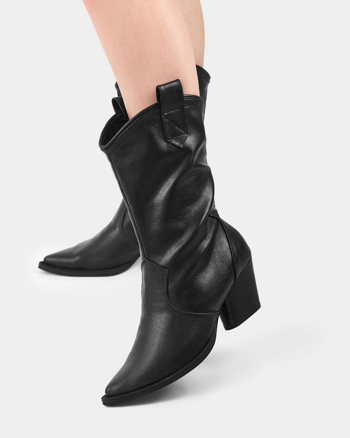 BOHEMA Damen vegan Sleeky Cowboy Stiefel Schwarz – Ansicht 2