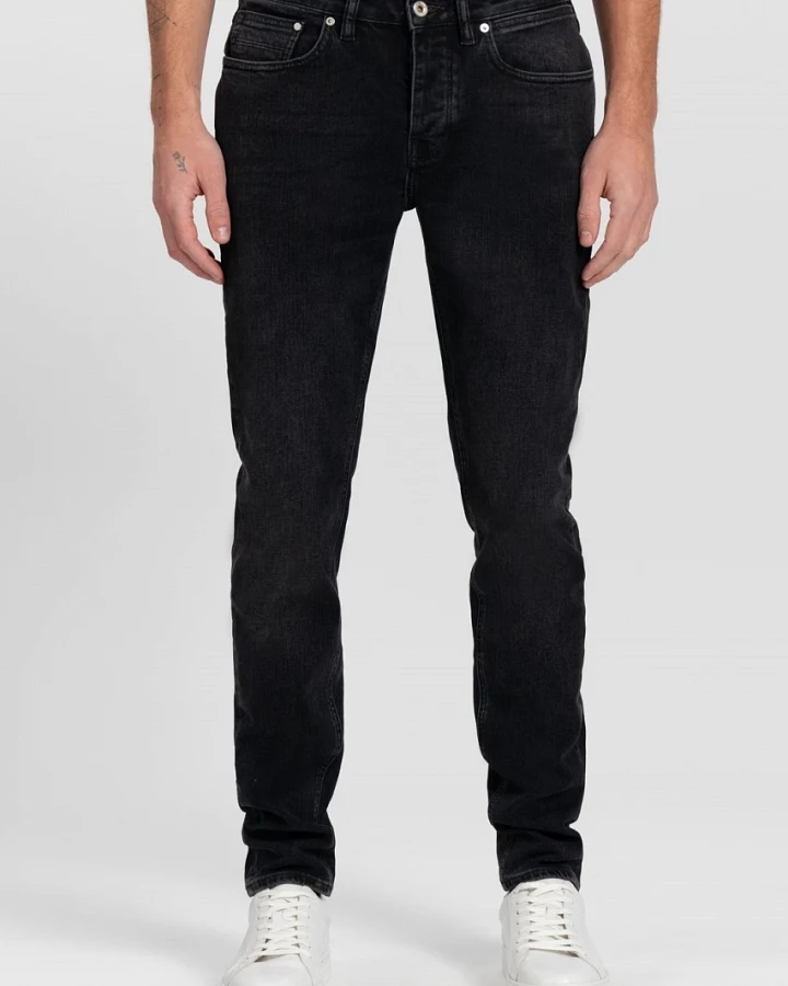 Kuyichi Herren vegan Regular Slim Jeans Jim Vintage Schwarz