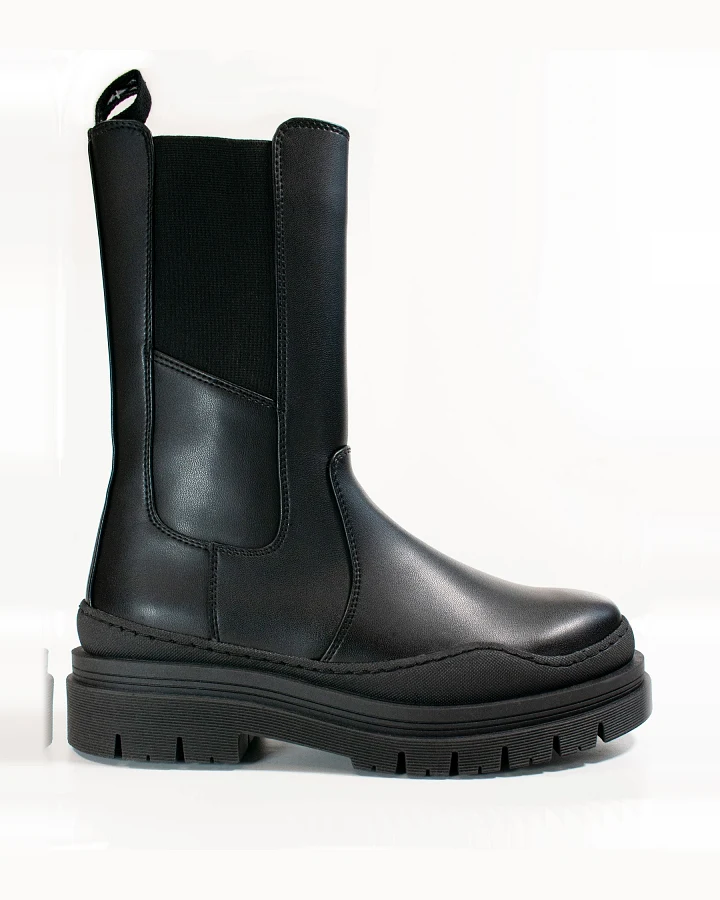 Will's Vegan Store Damen vegan Track Sole Chelsea Mid-Height Boots Schwarz