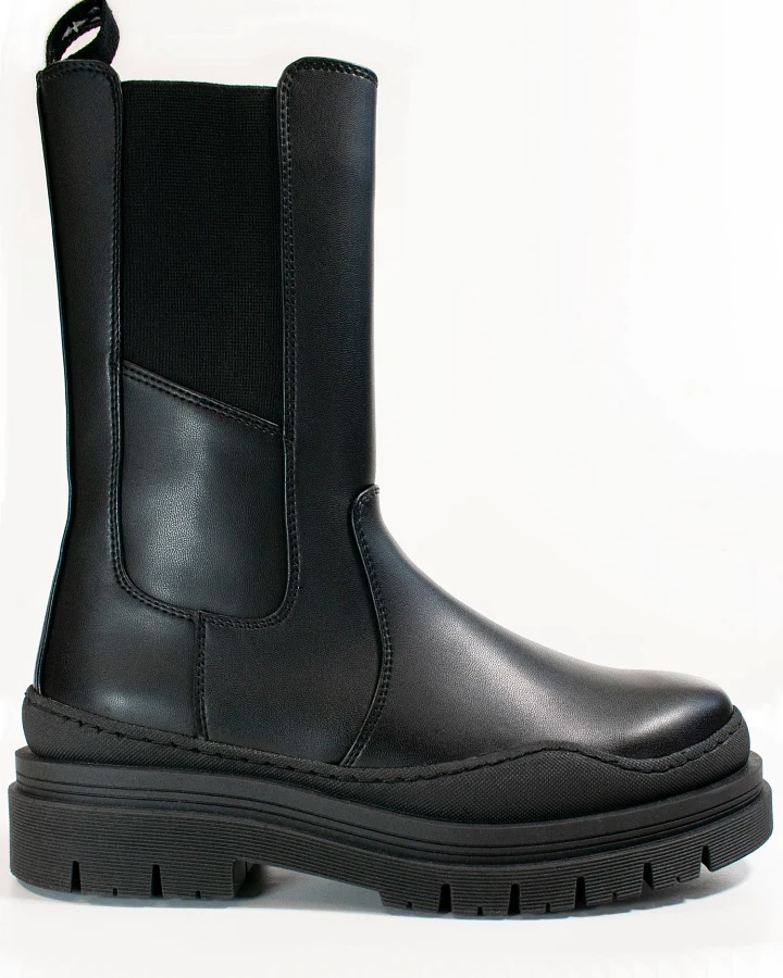 Will's Vegan Store Damen vegan Track Sole Chelsea Mid-Height Boots Schwarz