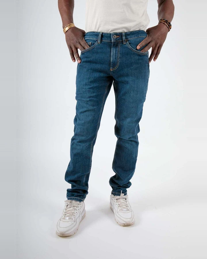 TORLAND Herren vegan Jeans Regular Fit Lars 7 Pockets Mid Indigoblau