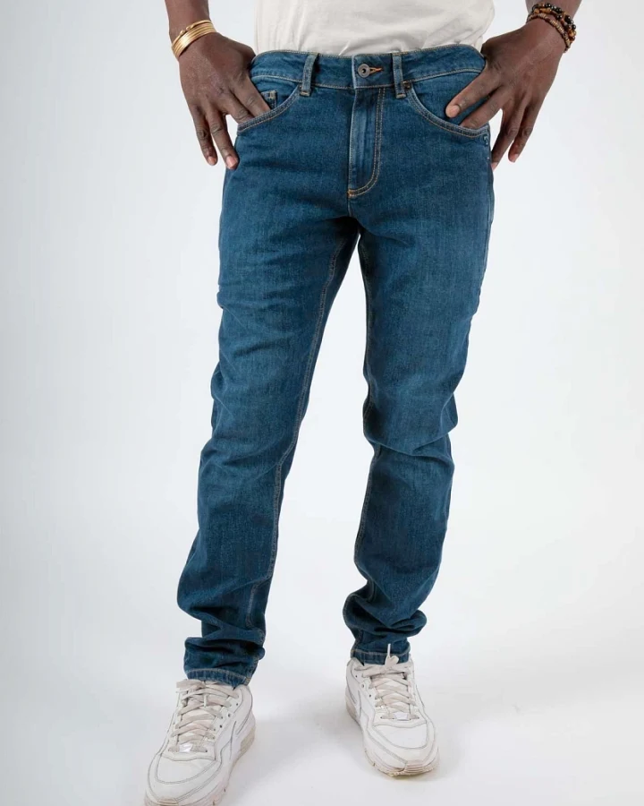 TORLAND Herren vegan Jeans Regular Fit Lars 7 Pockets Mid Indigoblau