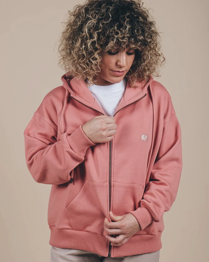 Trendsplant Damen vegan Oversized Zip Hoodie Essential Rossette Pink
