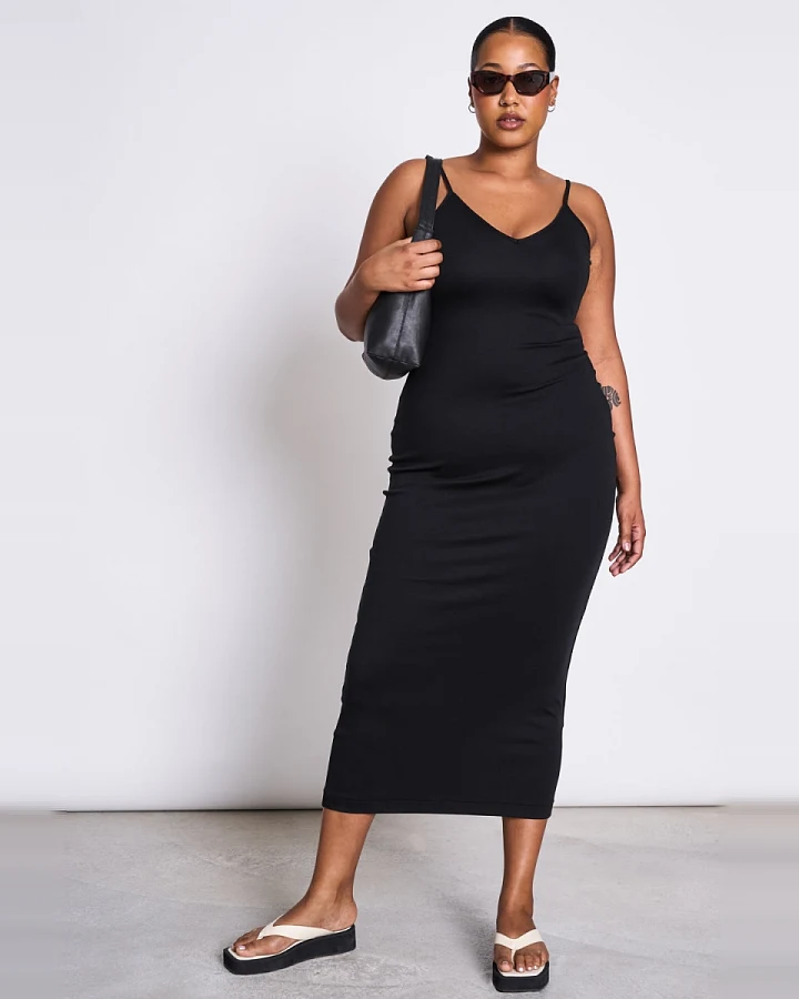 JAN 'N JUNE Damen vegan Midikleid Melvaig Schwarz
