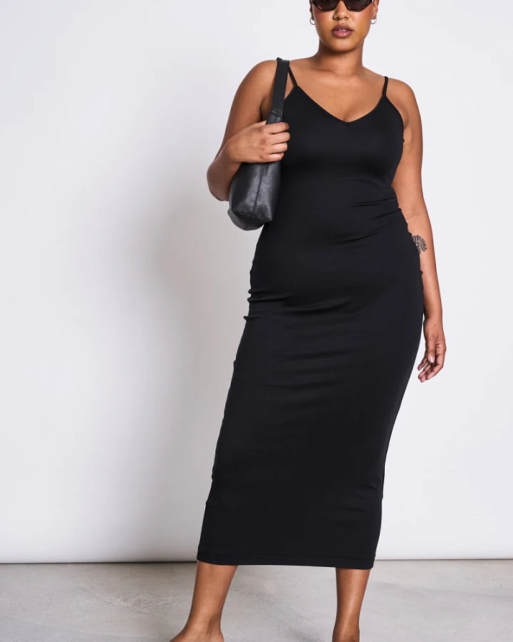 JAN 'N JUNE Damen vegan Midikleid Melvaig Schwarz