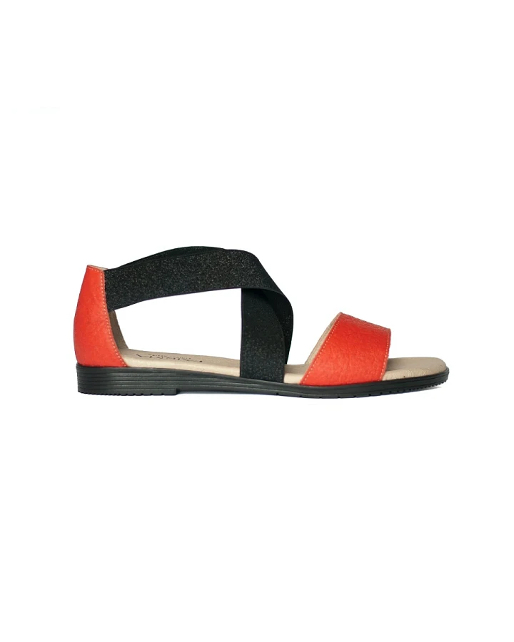 FAIRMA ETHICAL DESIGN Damen vegan Sandalen Flora Pinatex Bioeco Paprika Schwarz & Rot