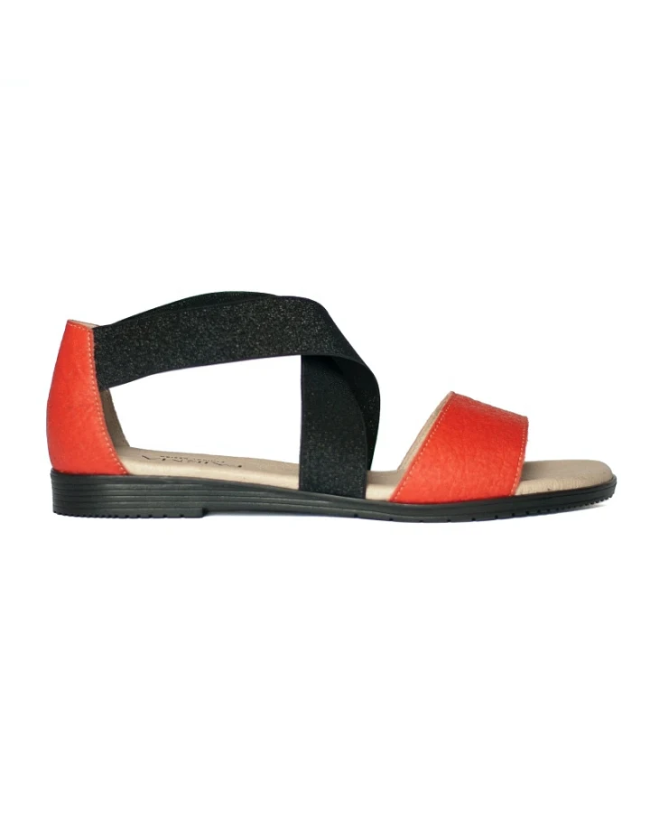 FAIRMA ETHICAL DESIGN Damen vegan Sandalen Flora Pinatex Bioeco Paprika Schwarz & Rot