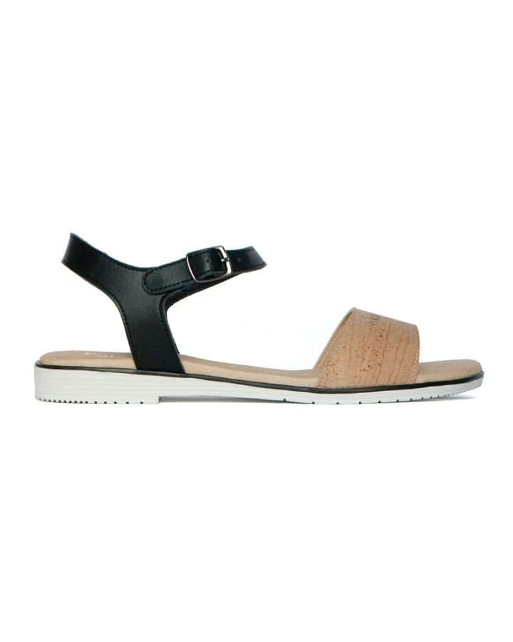 FAIRMA ETHICAL DESIGN Damen vegan Sandalen Maam Kork Schwarz & Camel