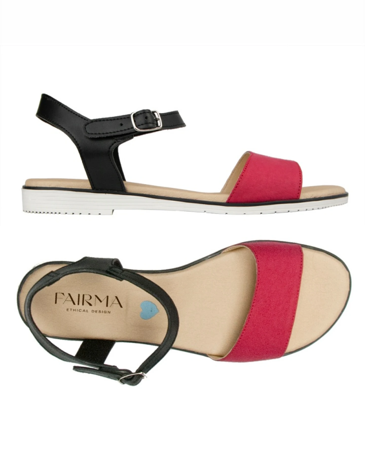 FAIRMA ETHICAL DESIGN Damen vegan Sandalen Maam Washpapa Schwarz & Rot – Ansicht 2