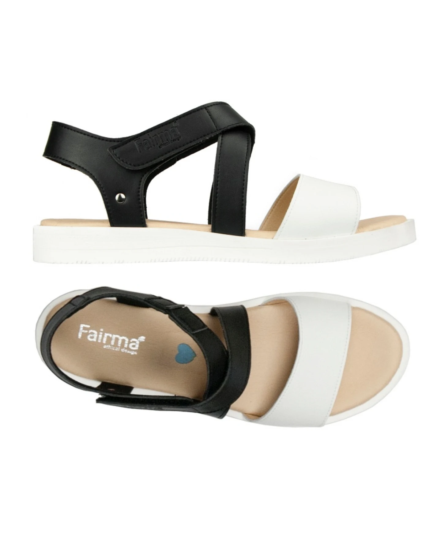 FAIRMA ETHICAL DESIGN Damen vegan Sandalen Mia Schwarz & Weiß – Ansicht 2