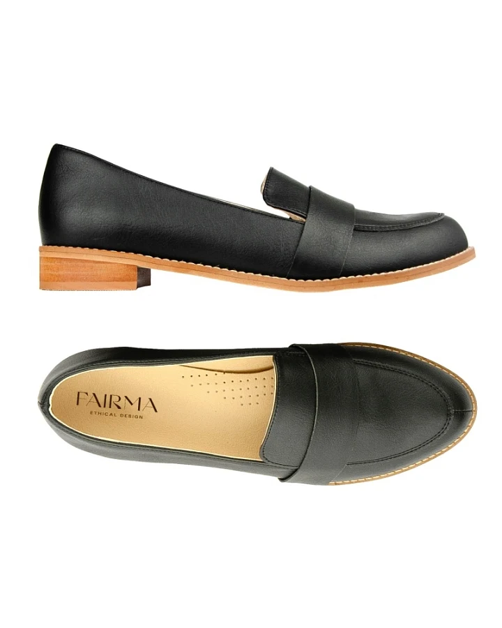 FAIRMA ETHICAL DESIGN Damen vegan Loafer Mokka Schwarz