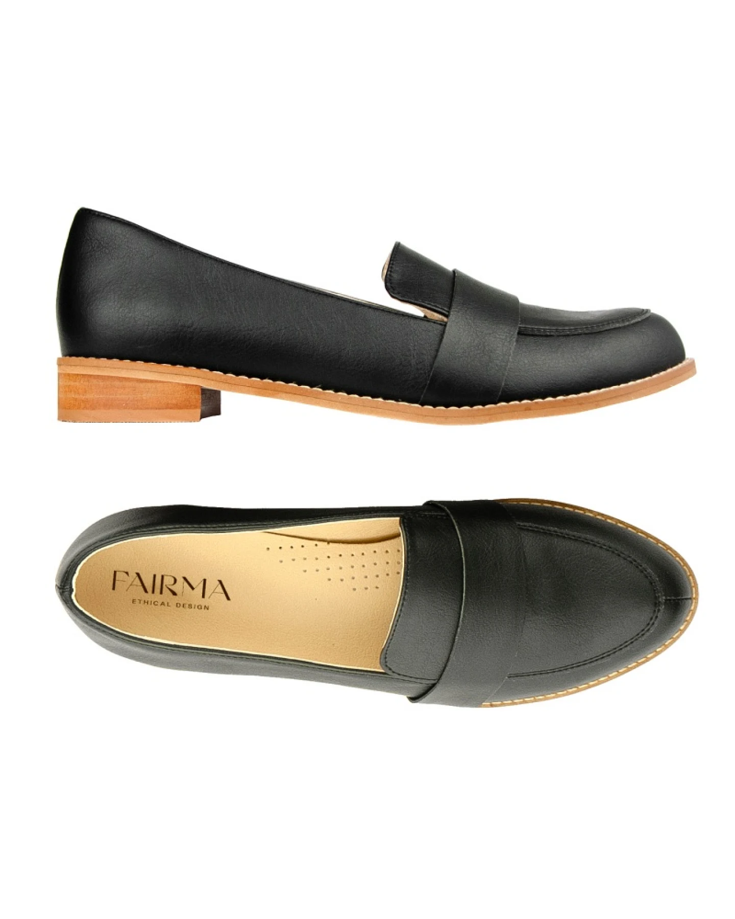 FAIRMA ETHICAL DESIGN Damen vegan Loafer Mokka Schwarz – Ansicht 2
