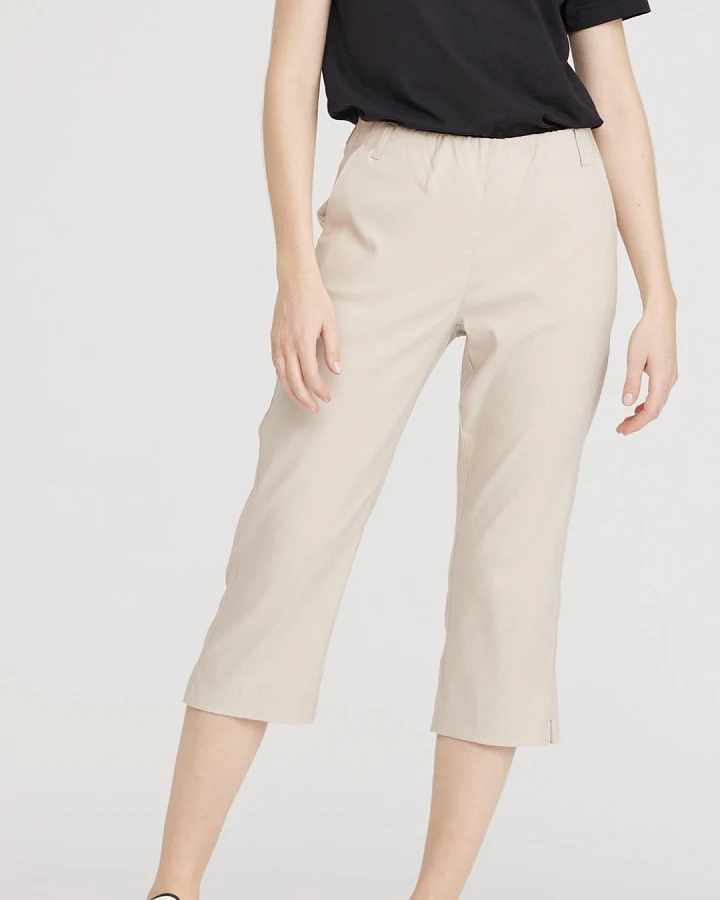 LAURIE Damen vegan Hose Taylor Regular Capri Mittellang Grau Sand