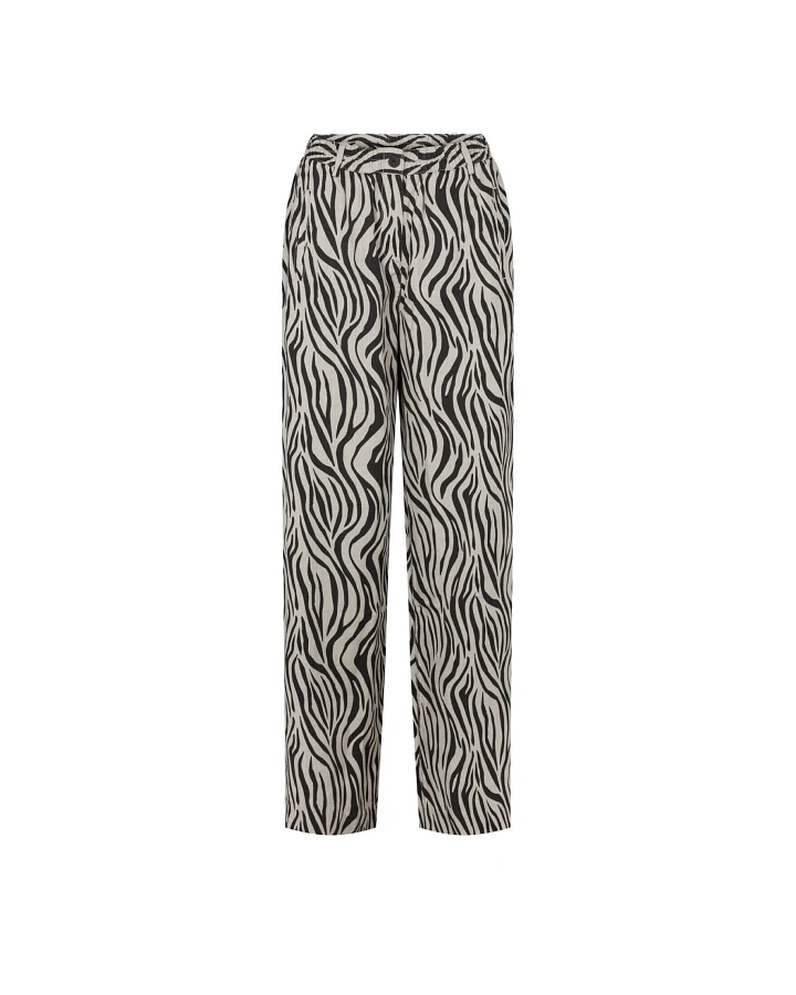 LAURIE Damen vegan Hose Hilde Loose Mittellang Grau Sand Print
