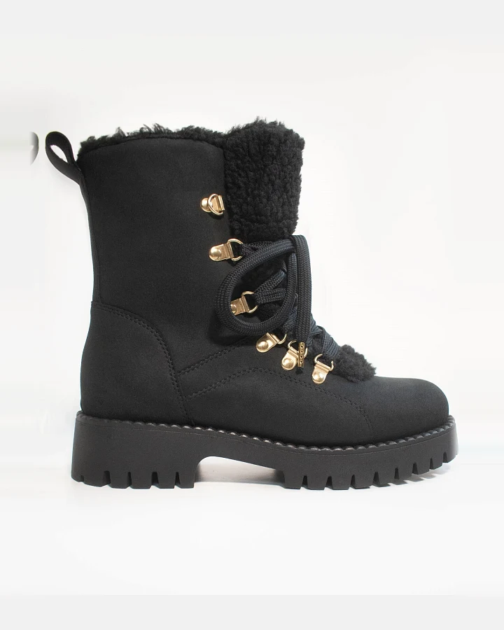 Will's Vegan Store Damen vegan Recycelte Vegane Shearling Stiefel Schwarz