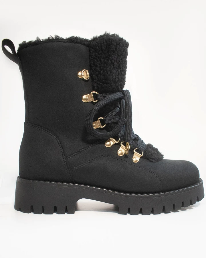 Will's Vegan Store Damen vegan Recycelte Vegane Shearling Stiefel Schwarz