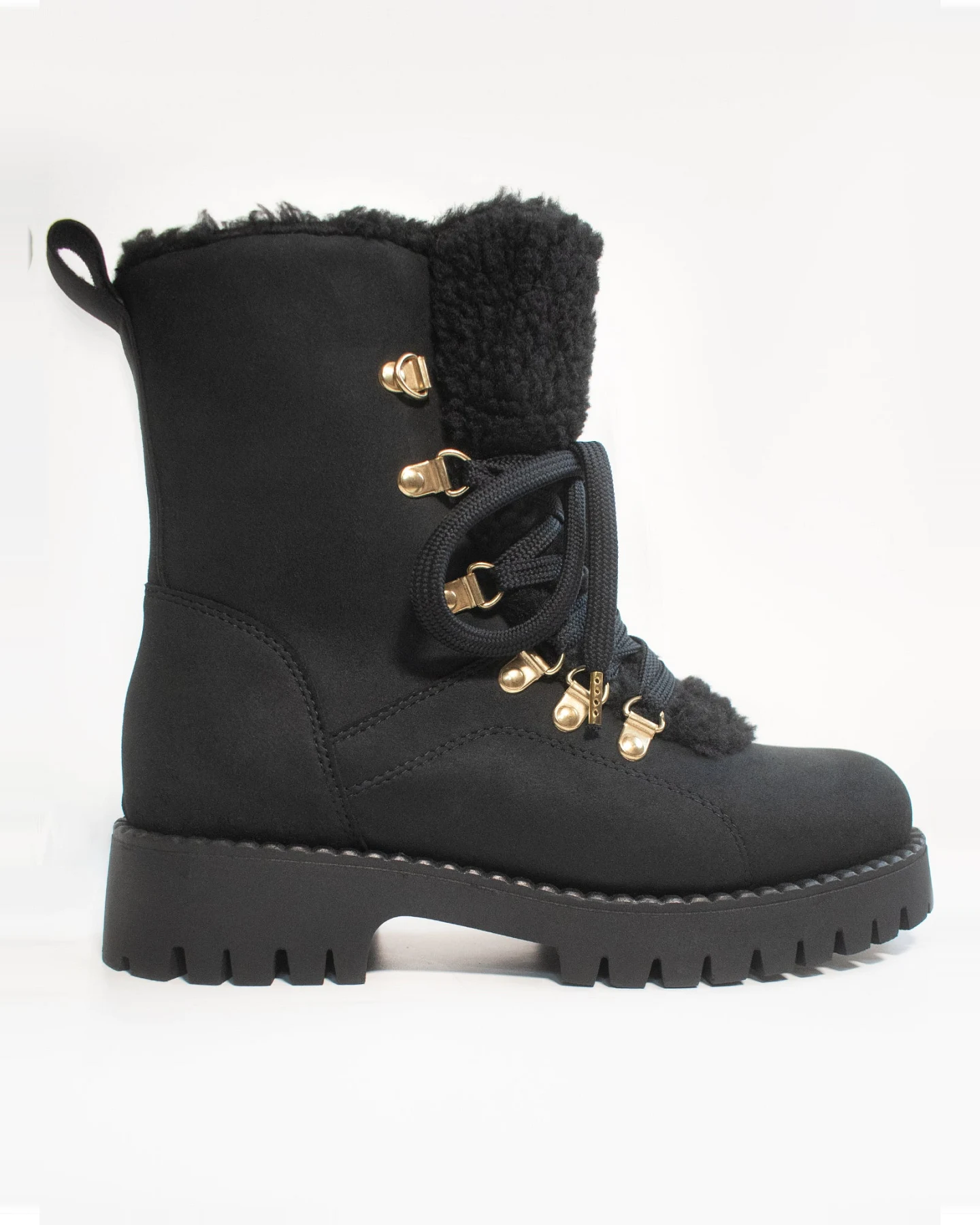 Will's Vegan Store Damen vegan Recycelte Vegane Shearling Stiefel Schwarz – Ansicht 2