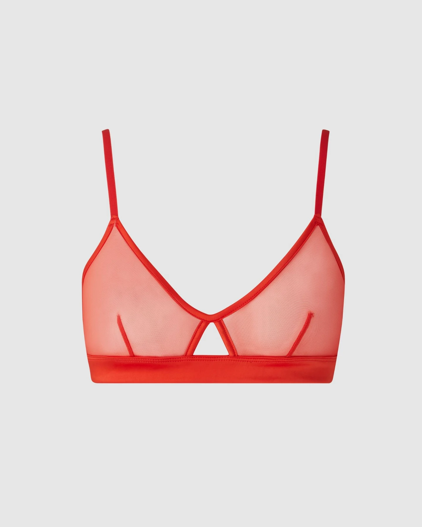 Understatement Damen vegan Mesh Cut-Out Triangle Bralette Feurig Rot – Ansicht 2
